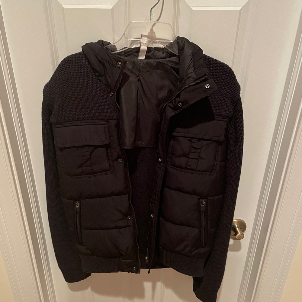 Zara Man Black Zipper Winter Jacket Men’s Large